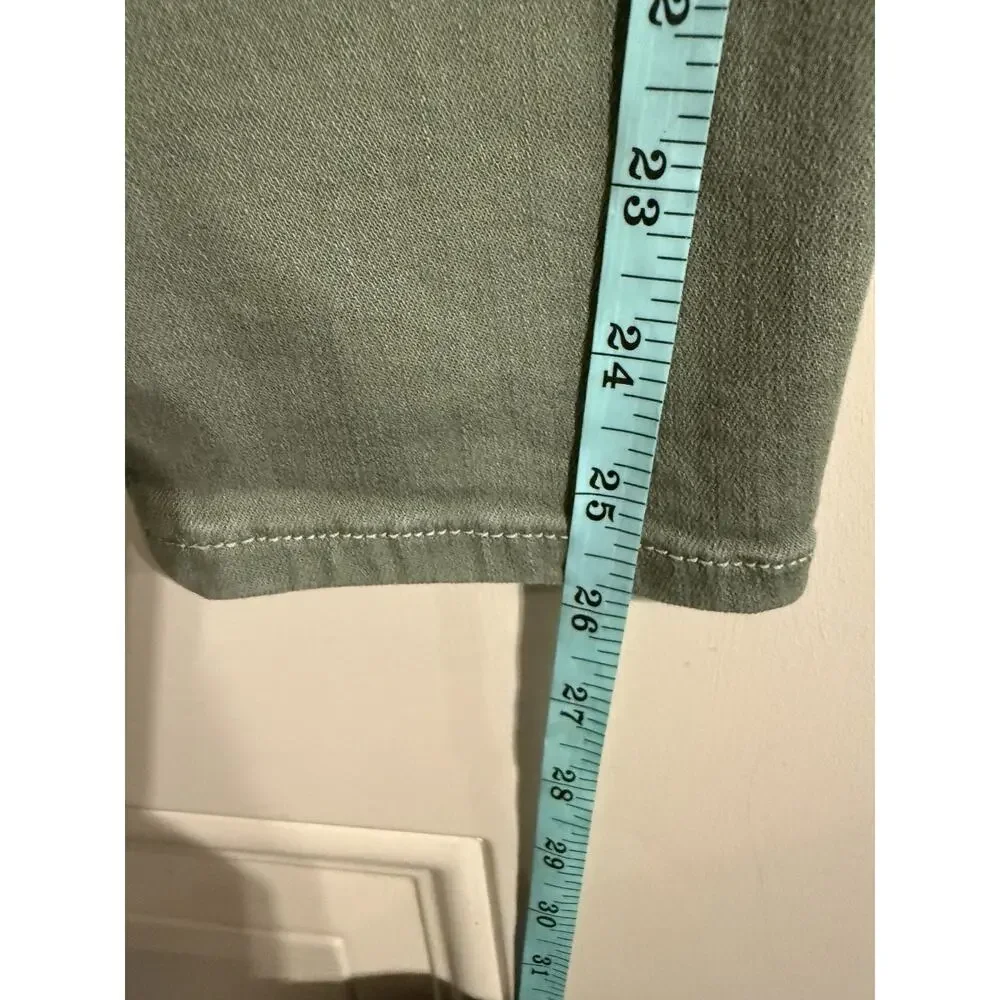 Free People 26in Women's Green Denim Skinny High Rise Distressed Button Sz 29